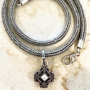 30" SUBSTANTIAL AND BOLD STERLING CABLE ROPE NECKLACE WITH DETACHABLE PENDANT